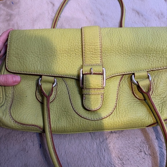 Michael Kors Green Pebbled Leather Satchel Handbag Purse - Picture 3 of 6